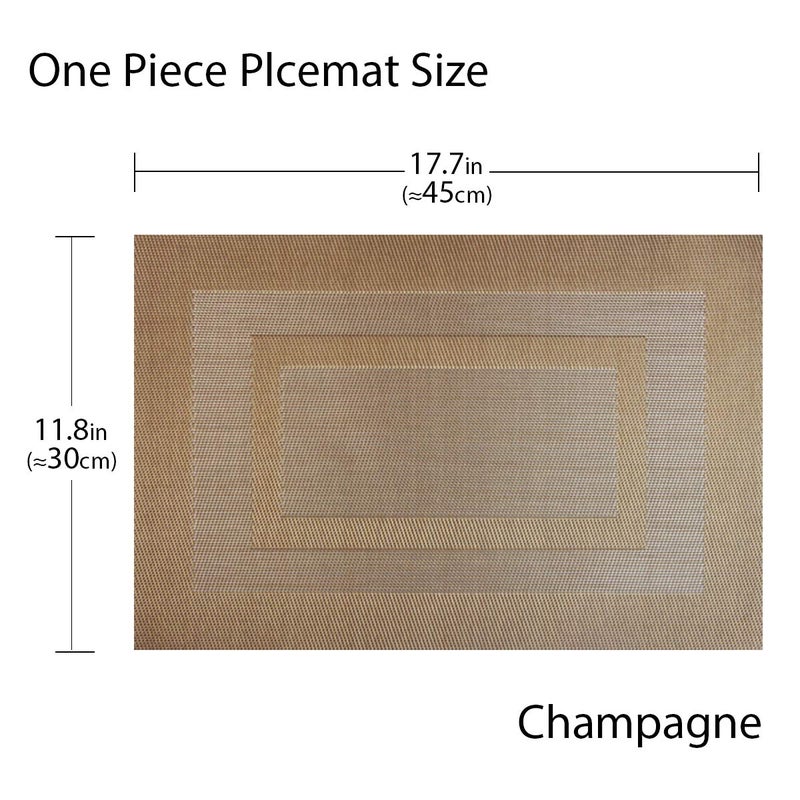 PIGCHCY Placemats,Heat Resistant Non Slip Durable Plastic Place Mats,Washable Easy to Clean Woven Vinyl Kitchen Placemats for Dining Table Set of 4 (Champagne) - Image 2